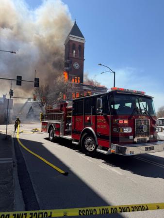 Historic Courthouse in flames on March 23, 2026