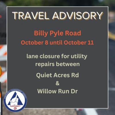 Lane Closure on Billy Pyle Road