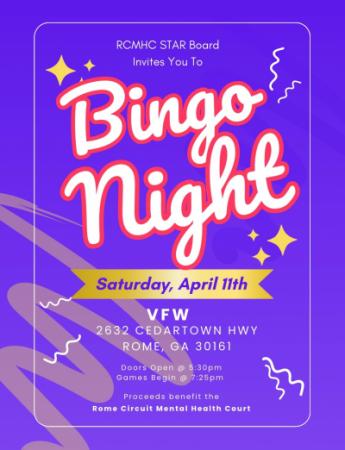 Rome Circuit Mental Health Court invites you to Bingo Night on April 11, 2026